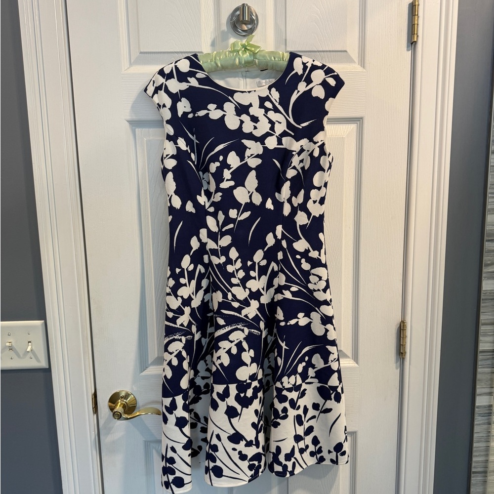 London Times Navy and White Dress size 4P